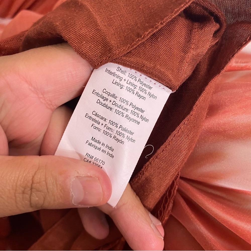Anthropologie Geisha Designs 3D Floral Asymmetrical Dress Orange Medium - Picture 11 of 12